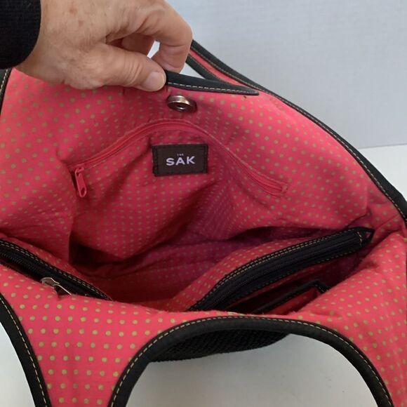 The Sak Black Knit Mesh Shoulder Bag with Mother of Pearl Charm - Picture 5 of 12